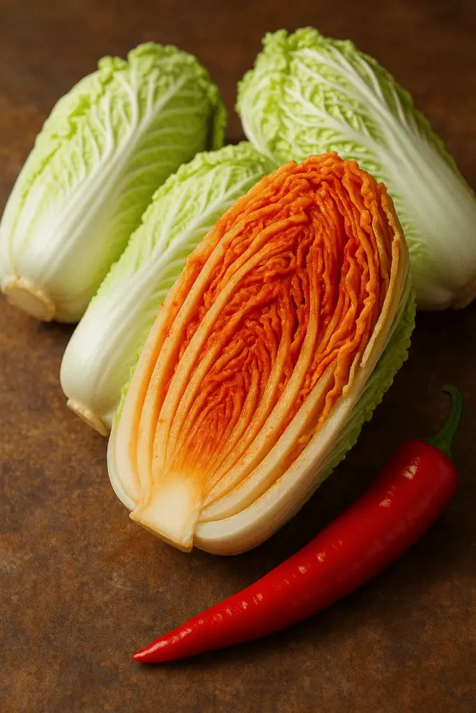 Kimchi representando alimentos fermentados ricos em probióticos.